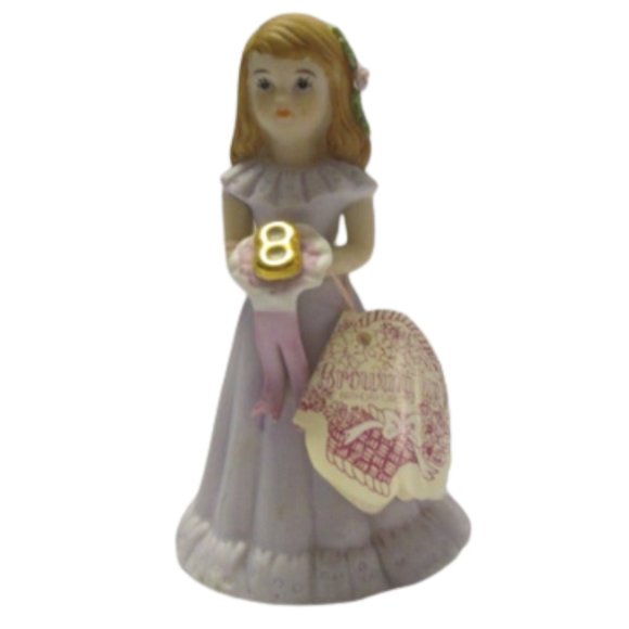 1982 Enesco GROWING UP GIRLS 8th Birthday Brunette Porcelain Figurine With Tag - Picture 1 of 12